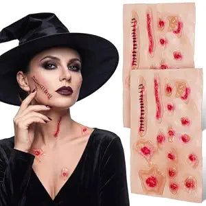 2 Pcs Fake Scar Tattoo Stickers, Realistic Zombie Tattoo for Halloween