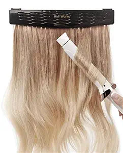 Hair Works 4-in-1 Hair Extension Style Caddy - The Original Hair Extension Holder Designed To Securely Hold Your Extensions While You Wash, Style, Pack and Store Them (Black)