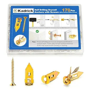 170PCS Self Drilling Drywall Anchors with Screws Kit,Metal Anchors for Wall