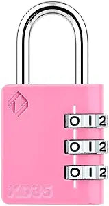 ZarkerXD35 Combination Lock, 3-Digit Padlock for School, Gym, Sports Locker Lock, Fence, Toolbox, Case, Outdoor, Hasp Storage (1-Pack, Pink)