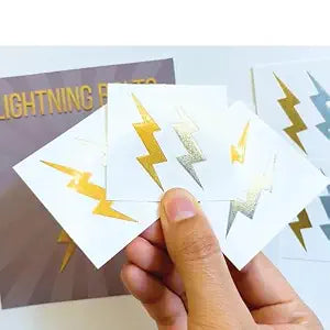 Metallic Lightning Bolt Temporary Tattoos / 48-Pack/Sparkling Silver & Gold