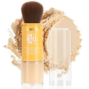 Mineral Powder Sunscreen Setting Makeup - SPF 50 Brush On Sunscreen for Face & Scalp & Hair, Natural Matte Loose Finishing Powder, Oil Control Lightweight Breathable (Light)