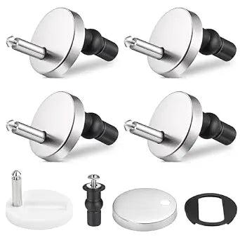 2 Full Set Toilet Seat Hinge Fixings,Quick Release Top Hinge Fixings Expanding Rubber,Toilet Seat Hinge Replacement Parts with Screws Bolts and Nuts for Home Bathroom
