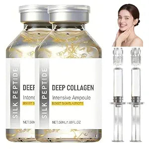 Deep Collagen Lifting Ampoule, Korean Silk Peptide Facial Ampoule,Collagen Lifting Ampoule for Face Tightening,Wrinkle Reduction & Glass Skin,Glowing Skin (2Pcs)