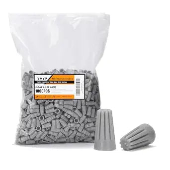 1000PCS Wire Nut Connector - AWG 24-16 Gray - Insulated Insert Twist Electrical Wire Terminal with Spring, Portable Wire Caps for Quick Connection