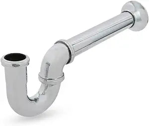 Highcraft Brass P-Trap 1-1/4" Basin Sink Waste Trap with Flange 22-Gauge Sink Trap for Bathroom Sink Tubular Drain Applications, Chrome Plated Brass Drain Trap