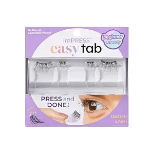 Kiss Impress Falsies Easy Tab Press On Self Adhesive Eyelashes, Black, 'Modern Natural', 1 Pair of 6mm-7mm Inner Natural Volume Eyelash Clusters & 1 Pair of 6mm-12mm Outer Half-Lashes with Easy Tabs