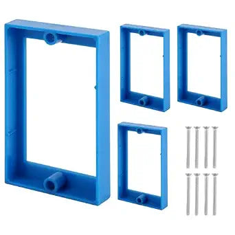 4Pack 1/4 Inch Single Gang Electrical Outlet Box Extenders with 8 Screws,Receptacle Extension for Electrical Boxes and Power Socket Switches(Blue)