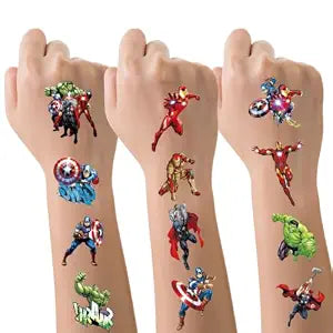 98 PCS avengers Pre-Cut Temporary Tattoos for Kids | Super heroCute Themed Birthday Party Favors, Supplies, Decorations, Fake Tattoo Stickers, Rewards & Gifts for Boys Girls (red4)