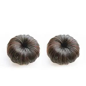 AKOAK 2 Pcs Baby Wig Bun, Girl Bun Fake Hair Bag Small Clip Headwear (Dark brown)