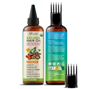 AKBAN Blend of Pure Batana Oil for Hair Growth With Castor, Rosemary, Infused With Biotin, Keratin & Vitamin E, Blend of Effective Hair Oils for Hair Growth-Strengthening Treatment for Healthy Hair