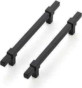 3 Pack Black Cabinet Handles, 5" Hole Center Kitchen Drawer Pulls