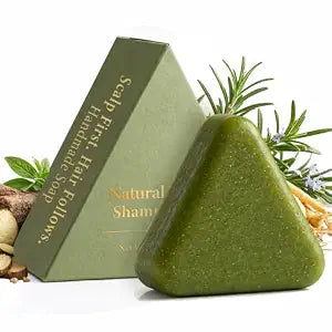 Korean Scalp Revival Bar, Scalp Care Shampoo Bar Rosemary Triangle Regrowth Shampoo Bar for Dry, Oily & Sensitive Scalp, Natural Botanical Anti-Hair Loss Hydrating Green Hair Care Soap (1)