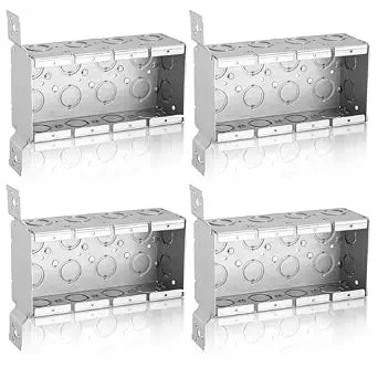 Yaocom 4 pcs 4 Gang Metal Electrical Switch Box 2-1/2-inch Deep