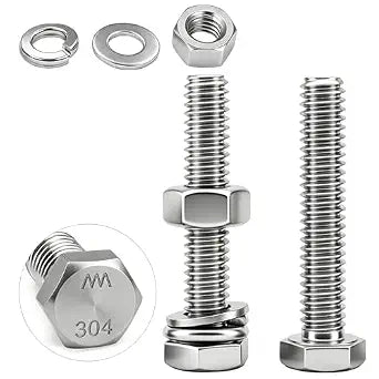 25 Sets 1/4-20x1-1/4 Bolt and Nut Set, Flat & Lock Washers Included,100PCS