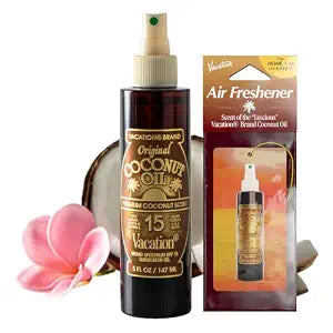 Vacation Coconut Oil SPF 15 Sunscreen Oil Spray and Air Freshener Bundle