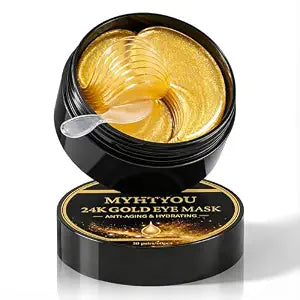 24K Gold Under Eye Patches (60 Pcs) - Collagen & Peptide Eye Masks for Dark Circles, Puffy Eyes & Wrinkles, Hydrating Cooling Eye Patches with Caffeine & Hyaluronic Acid, Suitable for Men & Women