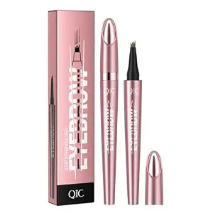 4-Tip Microblade Eyebrow Pen, Waterproof Long-Lasting Liquid Eyebrow Pencil, Natural Hair-Like Brow Strokes, Smudge-Proof All Day Wear, 4 Shades for Natural Defined Brows (Darkbrown)