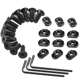 12 Set T-Nut and Screw Replacement Sets for M-Rails Mounting, Long Screws or Short Screws & T Nuts Picatinny Rail Accessories with 3 Allen Wrenches (12mm Long Screws-12 Pcs)