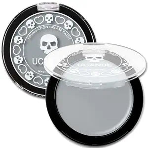 UCANBE Grey Face Body Paint Makeup Foundation, Professional Gothic Gray Cream Greasepaint, Non-Toxic Goth Facepaint for Halloween Parties, Skeleton Grayscale Raven Zombie SFX Makeup & Costume Cosplay