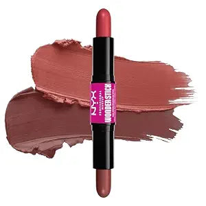 NYX PROFESSIONAL MAKEUP Wonder Stick Blush with Hydrating Hyaluronic Acid, Dual-Ended Cream Blush Stick - Coral & Deep Peach