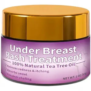 Under Breast Rash Treatment - Under Boobage Sweat Control, Chafing & Bra Irritation - Breast Cream with Tea Tree Oil, 1 oz