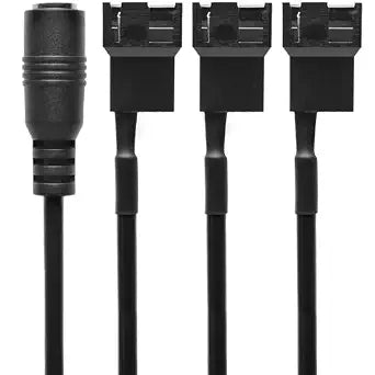 CRJ DC Plug to 3 PC Fan Power Adapter Cable - 15-inch (38cm) - Power Three 3-Pin & 4-Pin Computer Cooling Fans with a DC Power Supply
