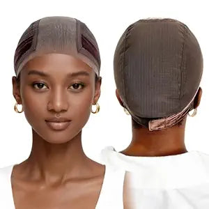 Labhairs Wig Grip Cap for Women, Wide Lace Top & Lace Edge, Brown, M