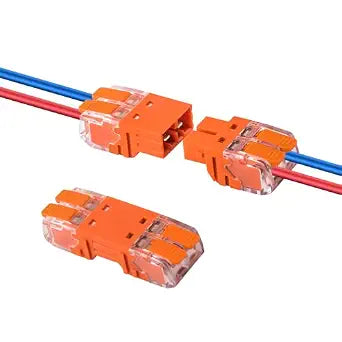 10pcs Lever Wire Connectors, 2 Ports Electrical Splicing Compact Terminal Blocks Pluggable Male Female Connectors for Wiring AWG 24-13