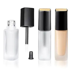 3 PCS Frosted Glass Lip Gloss Tubes, 5ml Empty Lip Gloss Tubes Refillable Lips Glosses Containers Mini Lips Balm Bottle Container with Wands and Stoppers for Samples Travel Split DIY Makeup