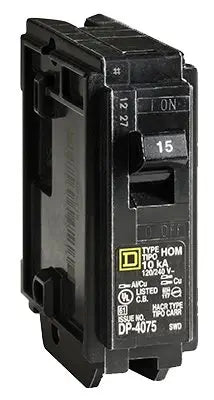 Square D HomeLine 15 amps Plug In Single Pole Circuit Breaker