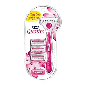 Schick Quattro Womens Value Pack with 1 Razor and 4 Razor Blade Refills