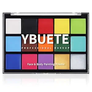 YBUETE 15 Colors Washable Oil Based Face Body Paint Palette for Halloween