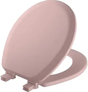 Mayfair 46EC 023 Molded Wood Toilet Seat with Lift-Off Hinges, Round, Pink