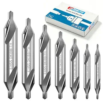 7 Pieces Center Drill Bits Set, M2 High Speed Steel 60-Degree Angle Center Drill Bits Kit Countersink Tools for Lathe Metalworking Size 1.0 1.5 2.0 2.5 3.0 4.0 5.0