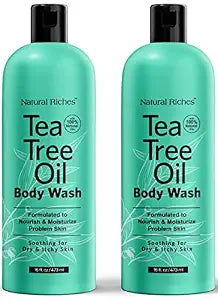 Tea Tree Oil Body Wash Set of 2 16 Fl Oz for Dry, Oily & Sensitive Skin
