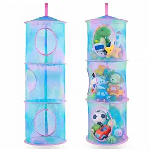 Basumee Hanging Stuffed Animals Storage, 2 Pack Mesh Plush Storage, 3-Tier