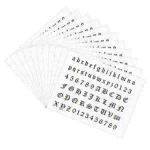 10 Sheets Temporary Tattoos Letters, Small Fake Tattoo Letters, Numbers and Alphabet Temporary Tattoos Stickers for Men Women Face Neck Wrist Arm Decorations