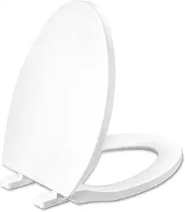 Toilet Seat Elongated, Slow Close Hinges, Non-Slip Bumpers, White