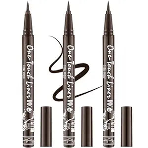 Triple Pack of Vegan-Approved Hypoallergenic Liquid Eyeliner Pens, Tattoo Effect, Quick Dry, Waterproof, Smudgeproof, Long-lasting & Felt Tip Eyeliner pen: Precision Beauty for Women (Dark Brown)