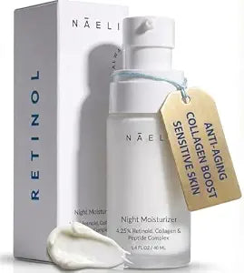 Retinoid Cream - 4.25% Retinol Night Moisturizer for Face & Neck with Collagen, Peptides & Hyaluronic Acid - Anti Aging Wrinkle Cream, Improves Skin Tone & Texture, 1.4 oz