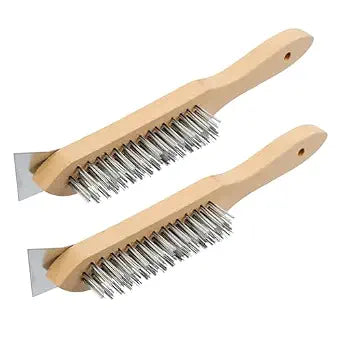 MAXMAN Wire Scratch Brush, 12"Wood Handle, Heavy Duty Wire Brushes for Rust