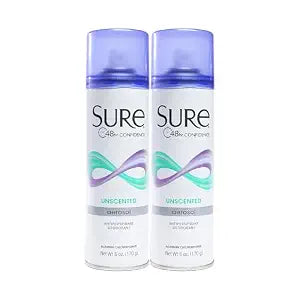Aerosol Anti-Perspirant and Deodorant - Unscented by Sure for Unisex - 6 oz Deodorant Spray - Pack of 2