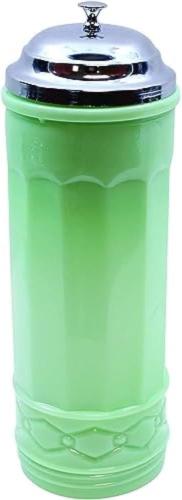 Tablecraft HJ714 Straw Jar with Metal Lid, Green