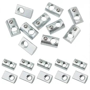 10 Series M6 x 1.0 T-Nut Roll in Spring Ball, 10Pcs Carbon Steel T Track Loaded Elastic Threaded Nut European Standard 8mm Aluminum Extrusion Profile Rail Hardwares Slot for 3D Printer Drop Bolts