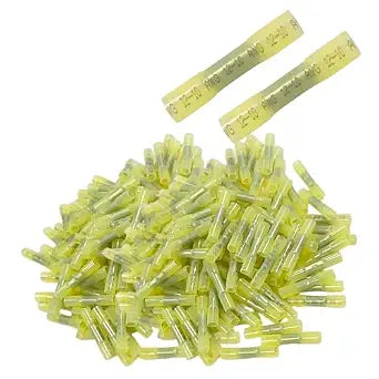 Heat Shrink Butt Connectors,200Pcs 12-10 AWG Yellow Waterproof Electrical Wire Connectors Automotive Marine Grade Wire Crimp Terminals Butt Splices for Cable,Boat,Home Electrical etc.