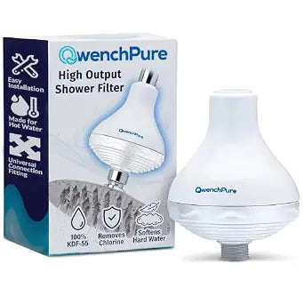 QwenchPure Shower Filter 100% KDF-55 Chlorine Removal Softens Hard Water