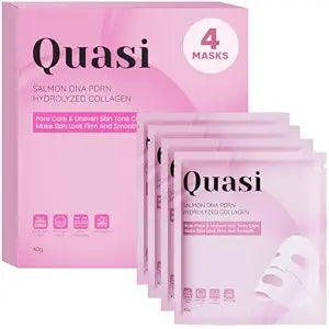 Quasi Salmon PDRN Collagen Mask ��� Korean Skin care Gel Face Mask for Hydration, Firming & Smoothing Skincare, Collagen Boost & Pore Care ��� 4 Masks, Non-Irritating, Natural Ingredients