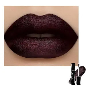 Dark Red Gothic Lipstick, Wine Matte & Metallic Lip Mud Stick Silky Full-coverage, Moisturizing, High Pigmented Vegan Burgundy Red Lip Stick for Vampire, Halloween, Costume Makeup Velvety Brown Finish