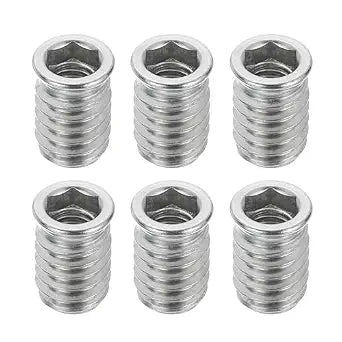 MECCANIXITY 6Pcs Threaded Inserts Nuts, M8x20mm Hex Socket Drive Nut Inserts for Wood - 304 Stainless Steel Screws Furniture Screw in Nuts Bolt Fastener Connector Wood